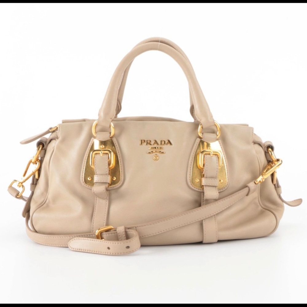 Prada Cream/Taupe Calfskin Convertible Satchel